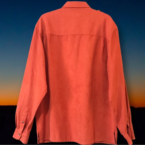 SCANDIA WOODS Safari Style Button Down Microfiber Suede Pilot Shirt - Picture 2 of 10